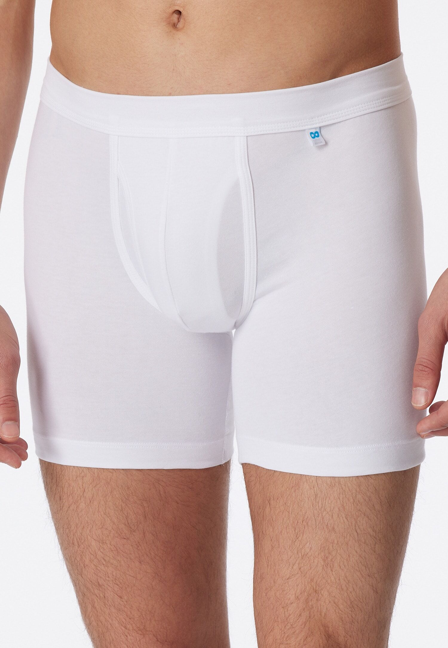 Lange Unterhose SCHIESSER "Long Life Cotton", Herren, Gr. 4, Single Jersey, weiss (100, weiß), Single Jersey, Obermaterial: 95% Baumwolle, 5% Elasthan, körpernah, Unterhosen Lange Unterhose, mit Eingriff, Cotton-Mix, elastischer Bund 100, weiß 4, Single J
