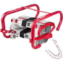 VEVOR Feuerleiter, 4 m, einziehbare Rettungsleiter max. 453,6 kg, leichte Notleiter aus Aluminiumlegierung mit hochfestem Polyestergurt, rutschfesten Sprossen & breiten Stufen, 2-stöckig