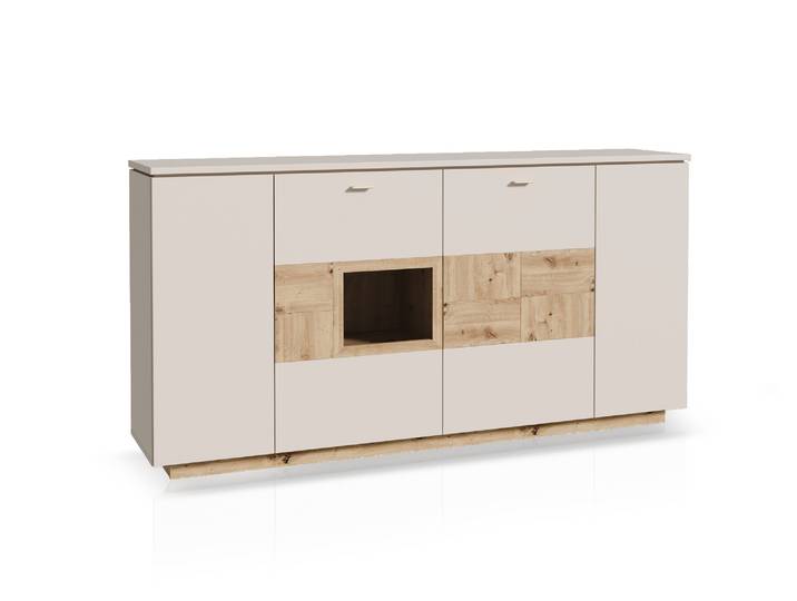 LEANDRO Highboard , Material Spanplatte, Dekor Sand / Artisan