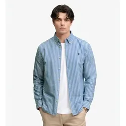 Superdry für Herren. M4011247A Hellblaues Preppy-Oxford-Hemd (XL), Lässig, Baumwolle, Langarm