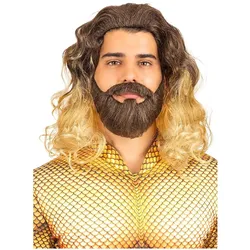 Metamorph Aquaman Perücke mit Bart - Fasching Kostüm Perücke