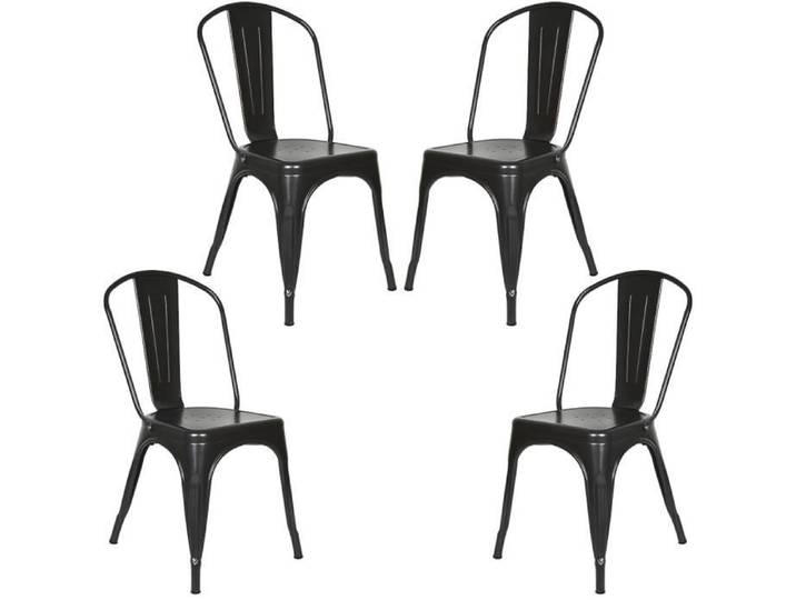 Chaises de salle à manger en ferronnerie - SUPFINE - Lot de 4 - Noir - 120kg