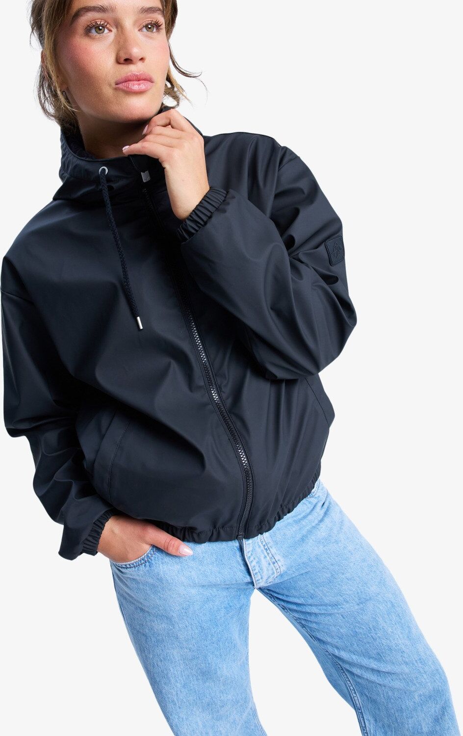 Windbreaker ROXY "WAIT FOR ME", Damen, Gr. XL, schwarz (anthrazit), Web, Obermaterial: 100% Polyurethan, unifarben, Basic hüftlang, elastischer Bund, Jacken Windbreaker, mit Kapuze, wasserabweisendes Obermaterial aus Polyurethan, hüftlang
