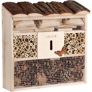 CADOCA Insektenhotel zum Aufhängen, aus Holz, mit Nisthülsen, 31 x 30,5 cm, Bienenhotel