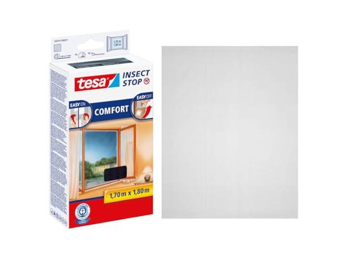 tesa INSECT STOP Klett Fliegengitter Premium - 170 cm x 180 cm Anthrazit