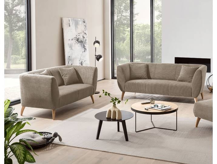 Polstergarnitur, 100% Polyester, Grau-Braun, 3-Sitzer & 2-Sitzer, Modern/Rustikal, Inosign