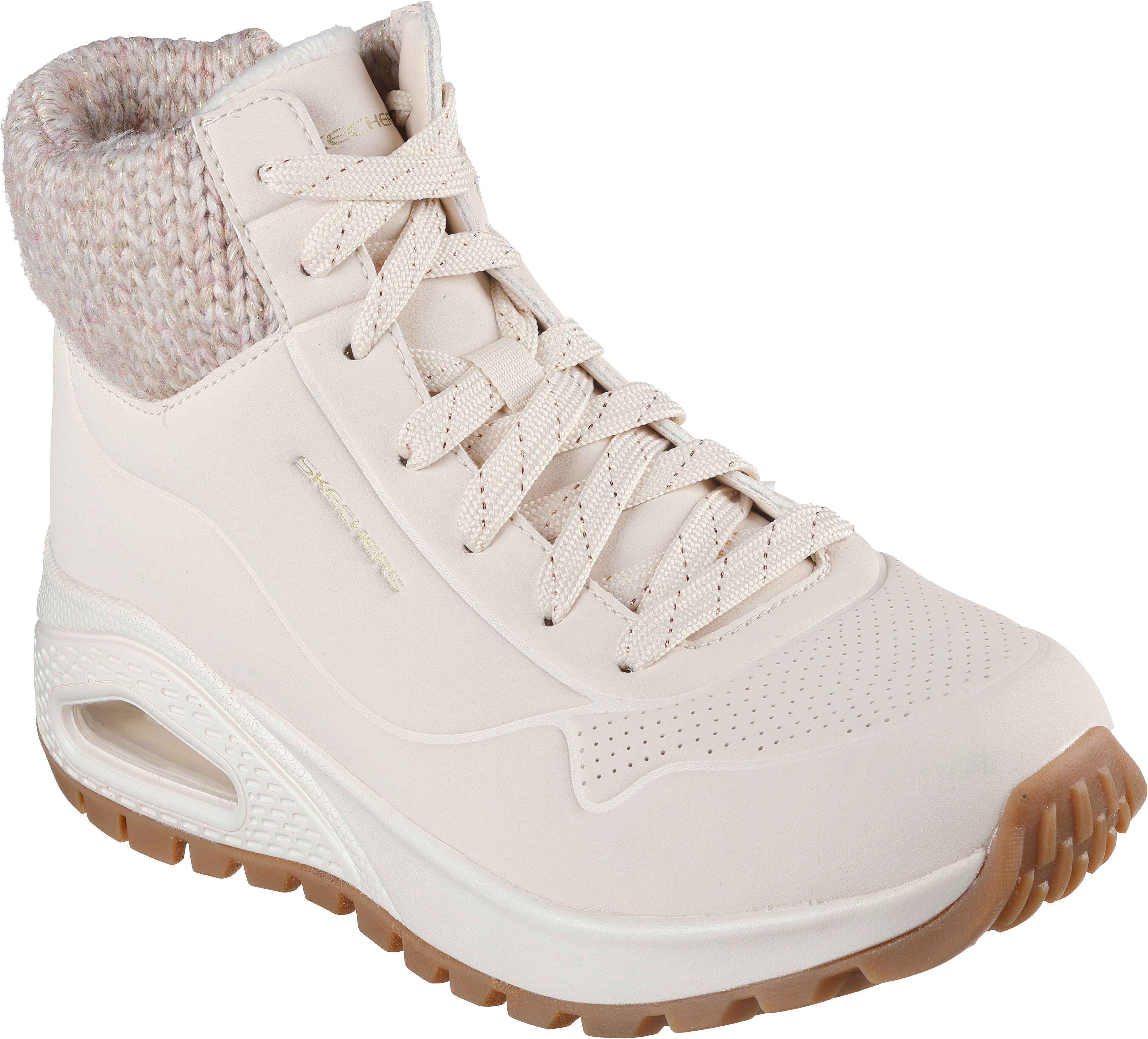 Winterboots SKECHERS "UNO RUGGED", Damen, Gr. 35, wärmend, beige (natur), Lederimitat, Textil, Schuhe Winterboots, Snowboots mit Skech-Air-Luftkammernsohle natur 35, wärmend