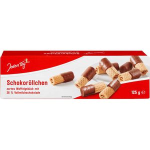 JedenTag Waffeln Schoko-Röllchen, Vollmilch, mit Schokolade, 125 g