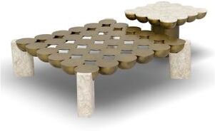 Forward Home Collection 2-Piece Square Floating Gold Marble Coffee Table Set