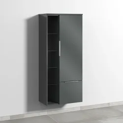 Sanipa 3way Stauraumschrank mit 1 Tür, 1 Auszug und offenen Fächern, Anthrazit-Glanz UF18379