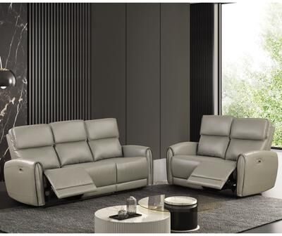 Furniture of America Elente Modern 2-Piece Power Recline Faux Leather Sofa and Loveseat Set