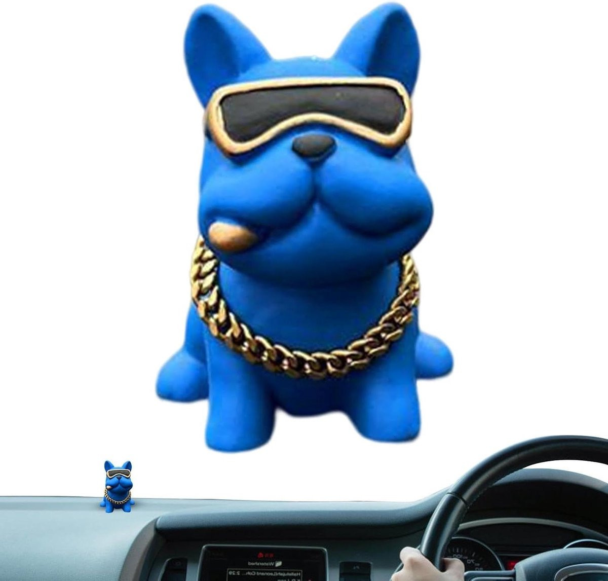 Dashboard Bulldog Figuur Bruin - Decoratieve Hond voor Auto Interieur - Hoogte: 55 cm
