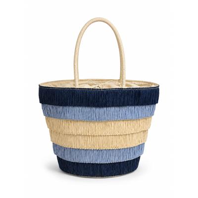 Schultertasche "Teneriffa", Damen, Gr. B/H/T: 42cm x 31cm x 17cm onesize, blau, Jute, COLLEZIONE ALESSANDRO, Taschen Schultertasche, aus Stroh