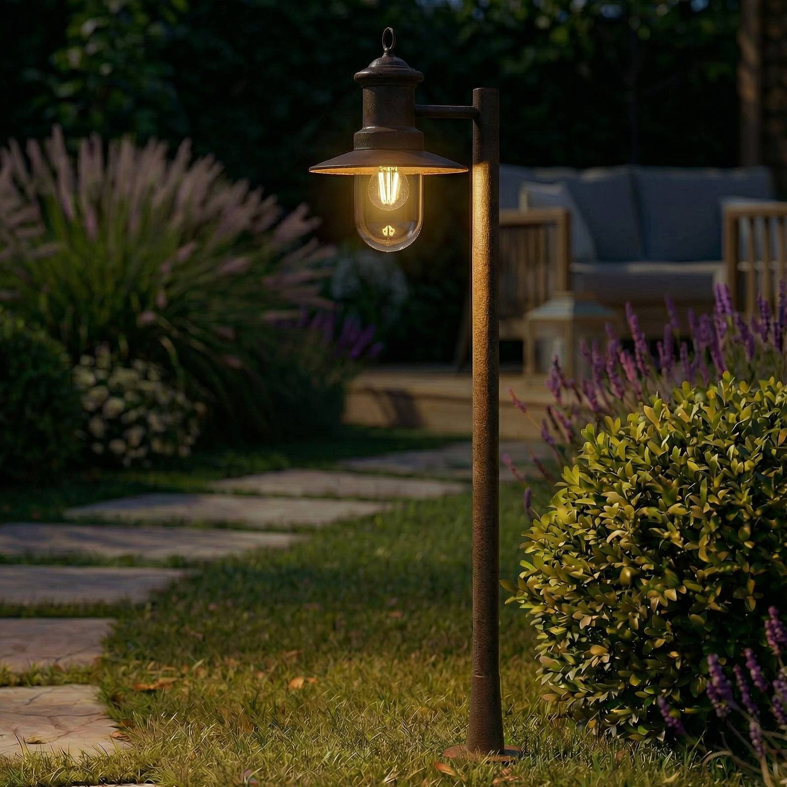 Lindby Eloretta Tuinpadverlichting, Bruin, Metaal en Glas, Hoogte: 110 cm, IP44