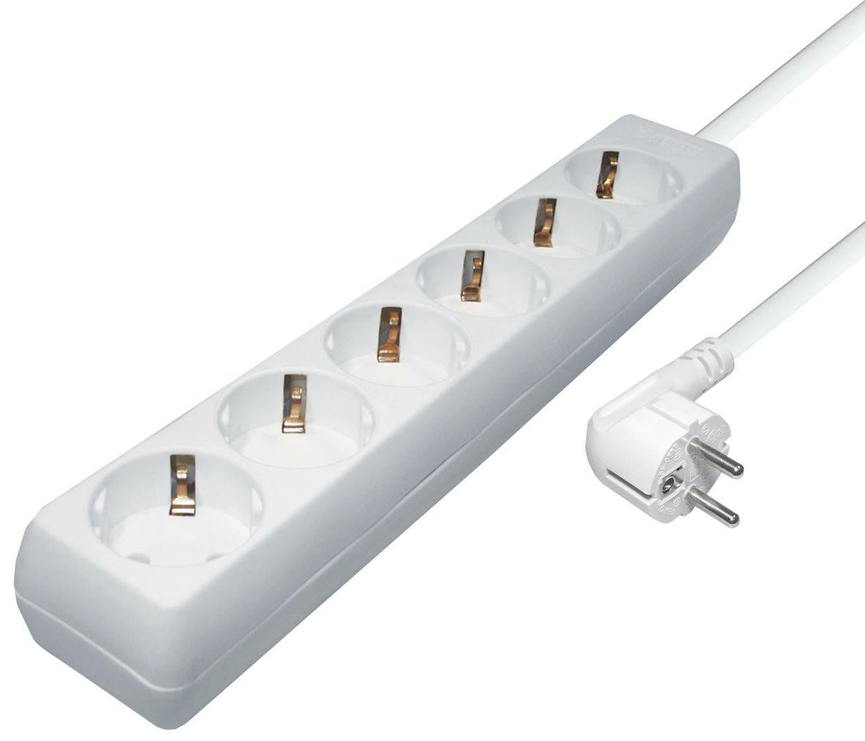 Transmedia stekkerdoos met 6 geaarde stopcontacten, 10 meter, wit, NV 4-10 W