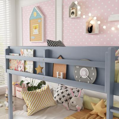 GREATPLANINC Solid Wood Twin Over Twin Bunk Bed with Guardrails Ladder Storage Shelf