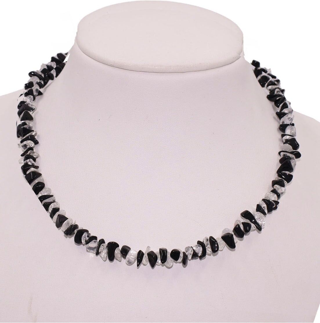 Collier FIRETTI "Schmuck Geschenk Schmuck Geschenk", gelb (gelbgoldfarben, weiß, schwarz), Halsketten, Damen, Messing, L: 50 B: 5mm, Collier, Made in Germany - mit Sodalith, Granat oder Onyx und Bergkristall, B:5mm