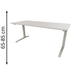 fm-Büromöbel Schreibtisch fm69, lichtgrau / silber, höhenverstellbar, 200 x 65-85 x 80 cm