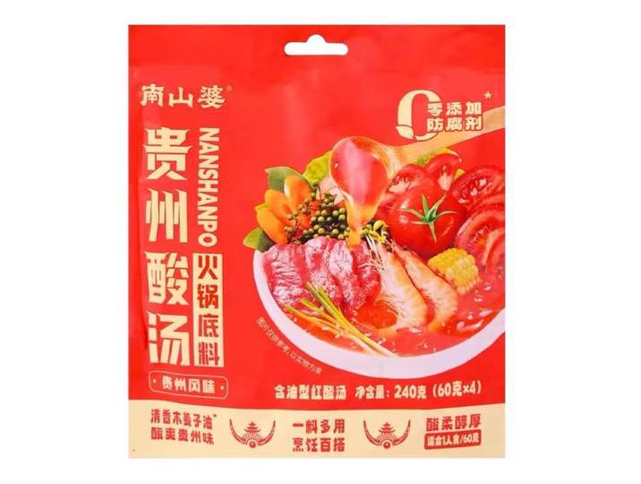 Nanshanpo Base de bouillon pour fondue chinoise au soupe aigre du Guizhou (saveur du Guizhou) 240 g