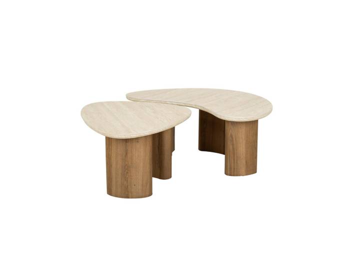 Kawola Couchtisch Preto 2ER SET Weiß Keramik, Organisch, 88x36x44 cm, Wohnzimmer, Wohnzimmertische, Couchtische