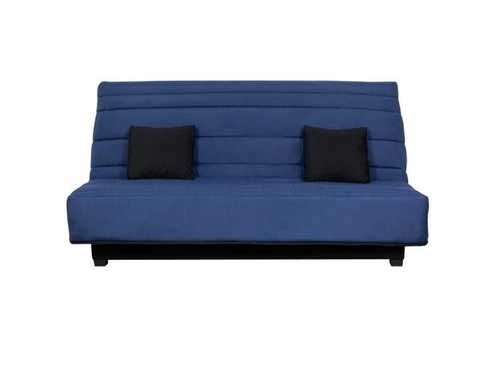 Banquette clic clac convertible 2 places rangement intégré tissu noir