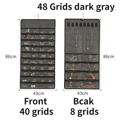 48 Grids hängende Schmuckaufbewahrung Ohrringe Halskette Armband hängende transparente Tasche mit Fächerhalter-Organizer