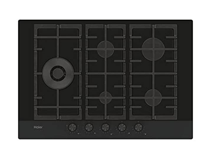 Haier Gas-Kochfeld I-MOVE GAS ON GLASS Serie 6 HAVG7WL4HB Autark, 70 cm, 5 Brenner mit Wok-Kochzone, 9 Leistungsstufen