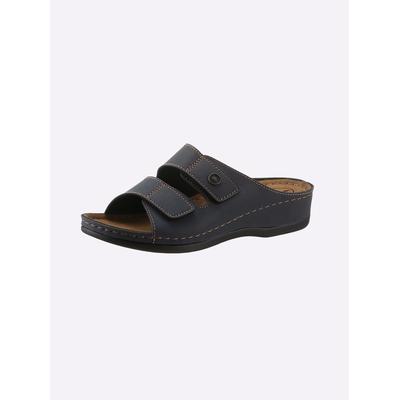 Pantolette FRANKEN-SCHUHE, Damen, Gr. 39, Lederimitat, blau (dunkelblau), Schuhe Pantolette