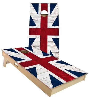 Skip's Garage Union Jack Outdoor Cornhole Board Set