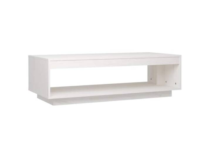 GHVBNMF Couchtisch Weiß 110x50x33,5 cm Massivholz Kiefer Beistelltisch Moderner Wohnzimmertisch aus Kiefernholz mit praktischer Unterablage für Zeitungen und Fernbedienungen.