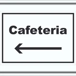 HB-Druck Cafeteria Schild mit Text und Richtungspfeil links Selbstbedienung waagerecht A0 (841x1189mm)
