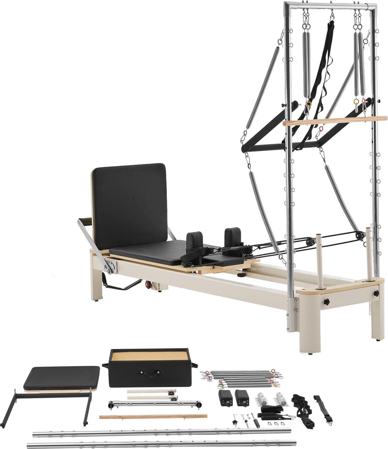 Pilates Reformer Maschine für den Einsatz im Heim-Fitnessstudio, Krafttrainingsgerät mit doppeltem Widerstand, Reformer-Box & Sprungbrett, für Fortgeschrittene & Anfänger, bis zu 181,44 kg