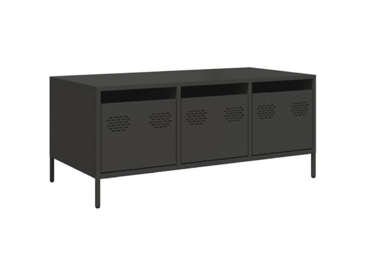 Industrieller Couchtisch, Schwarz, aus Stahl, 101,5 x 50 x 43,5 cm, mit Aufbewahrung