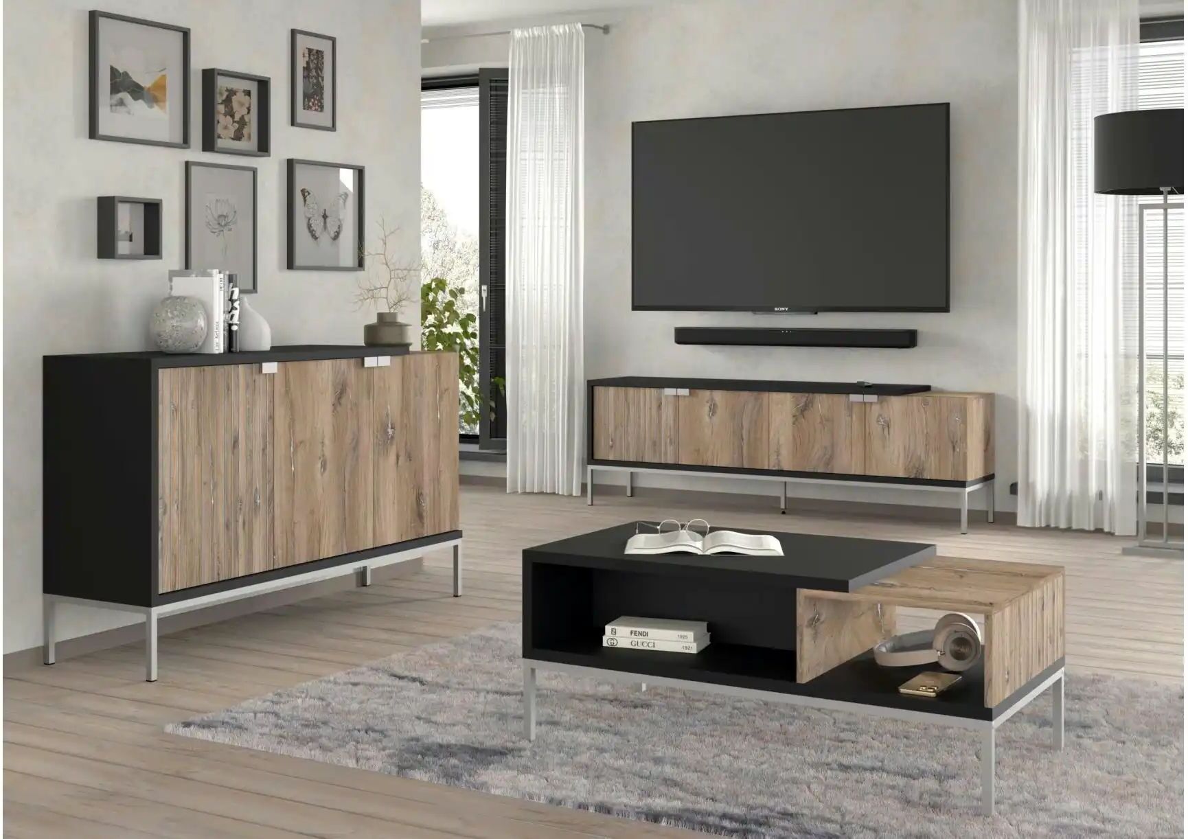 Höffner Sideboard   ¦ holzfarben ¦ Maße (cm): B: 143,7 H: 86,6