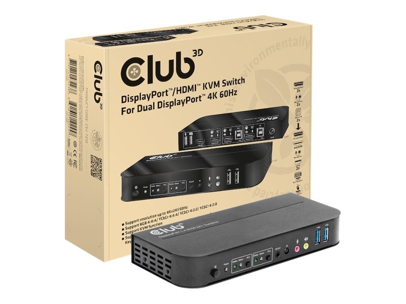 Club3D Club 3D DisplayPort/HDM KVM Switch auf Dual DisplayPort 4K 60Hz CSV-7210