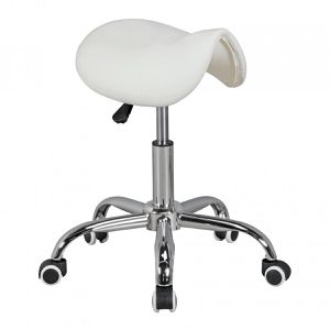 AMSTYLE Drehhocker SPM1.974, Kunstleder, mit Rollen, mit Sattelsitz, weiß