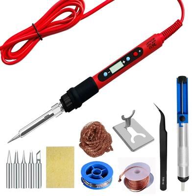 Inspired Finds PrecisionPro 80 W Digital LCD Soldering Iron Kit Adjustable Heat For Electronics & DIY 936r Set5 220v Eu Plug