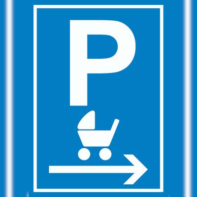 HB-Druck Kinderwagen Parkplatz rechts Schild A4 Rückseite selbstklebend