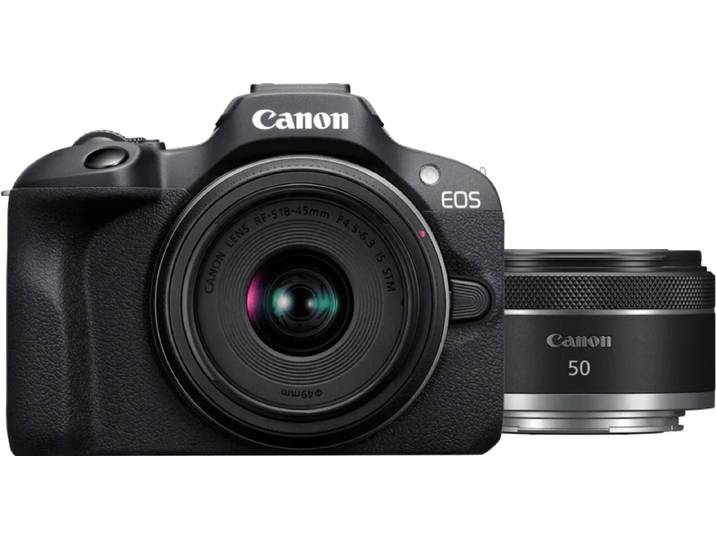 Canon EOS R100 Zwart + RF-S 18-45mm f/4.5-6.3 IS STM + RF 50mm f/1.8 STM