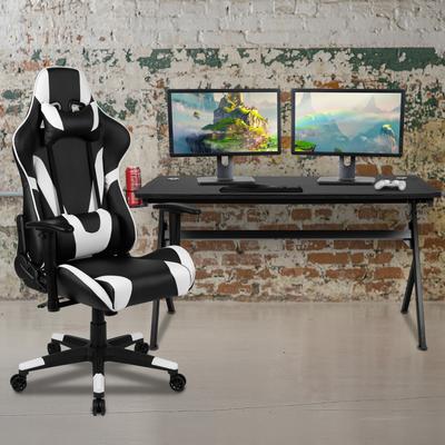 Lancaster Home Gaming Desk Bundle - Cup/Headset Holder/Mouse Pad Top
