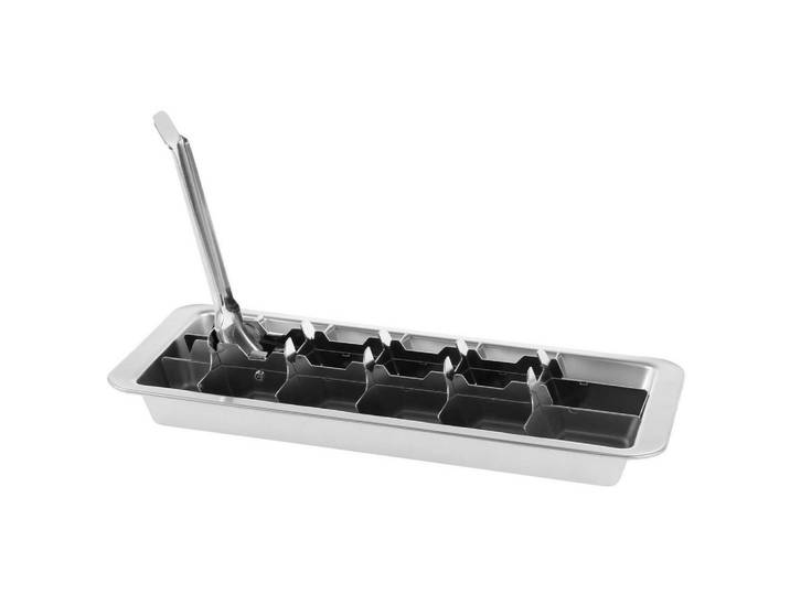 Eiswürfelform Edelstahl 18 Steckplätze mit Henkel, Silberfarben, Metall, 12x3x28 cm, Barzubehör & Weinzubehör, Barzubehör