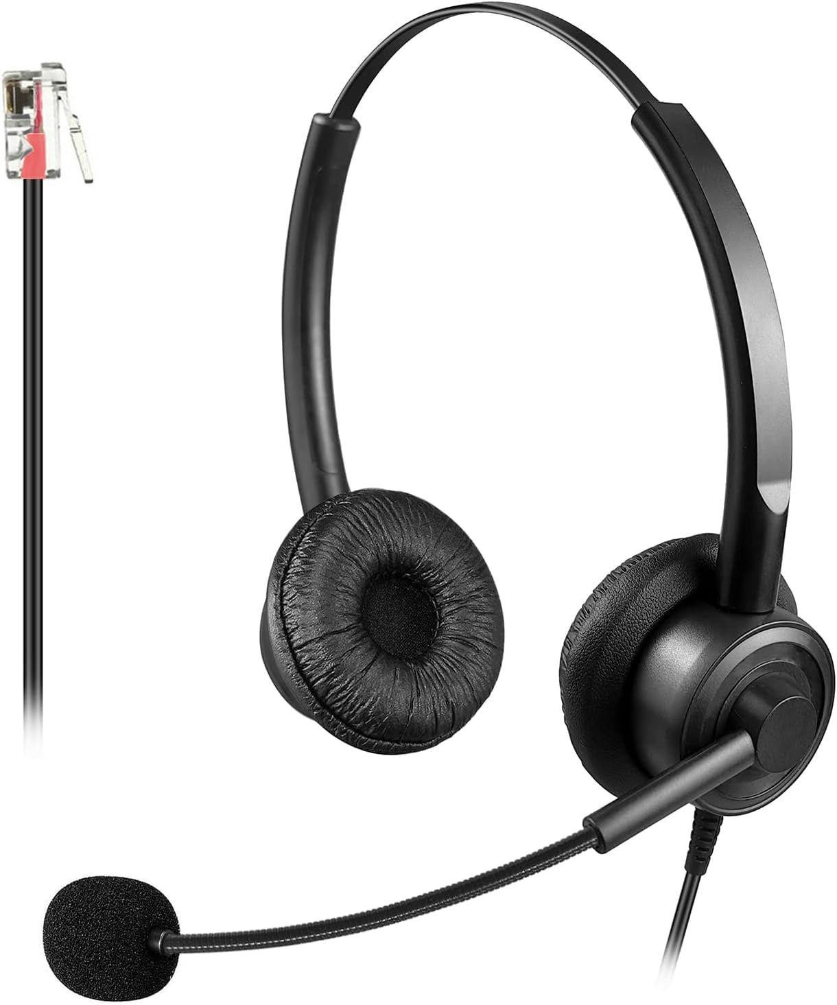Selius RJ9 Telefoonheadset met ruisonderdrukkende microfoon, compatibel met VVX411 VVX410 VVX400