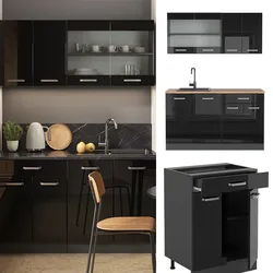 Vicco Küchenzeile R-Line Solid Anthrazit Schwarz 140 cm modern Küchenschränke Küchenmöbel