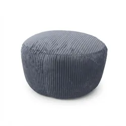 Relaxdays Pouf, Cord, HxD: 25 x 35 cm, Polystyrol-Füllung, Bodensitzkissen rund, Wohnzimmer Hocker, Sitzpouf, dunkelgrau