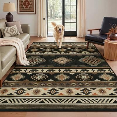 Bluebell Southwestern Area Rug, OEKO-TEX Machine Washable Rustic Tribal Rug