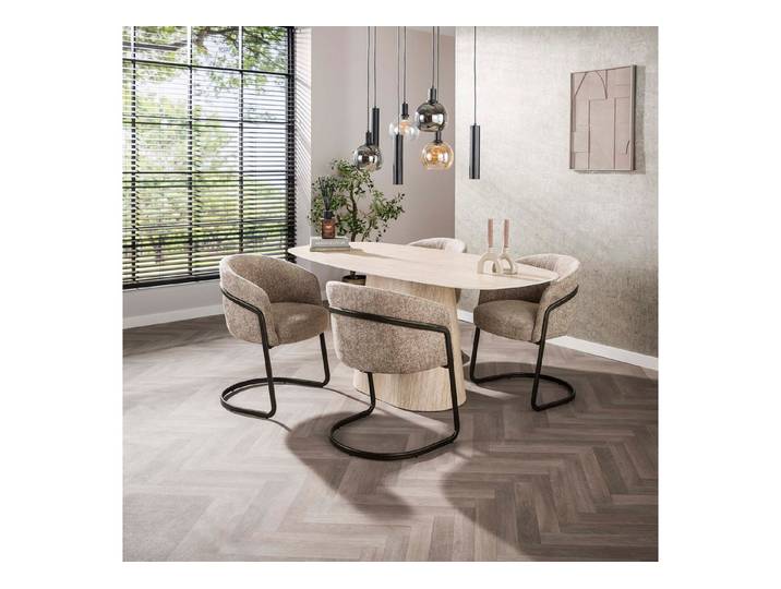 Sitheim® Esstisch CENTRO Esstisch dänisch oval Keramik 180cm Travertinoptik