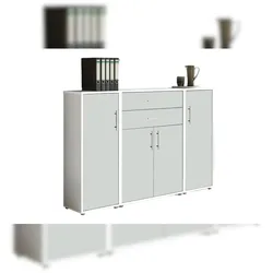 moebel-dich-auf Aktenschrank TABOR 16 in weiß / weiß matt, Schrankwand, Büroschrank, Metallgriffe