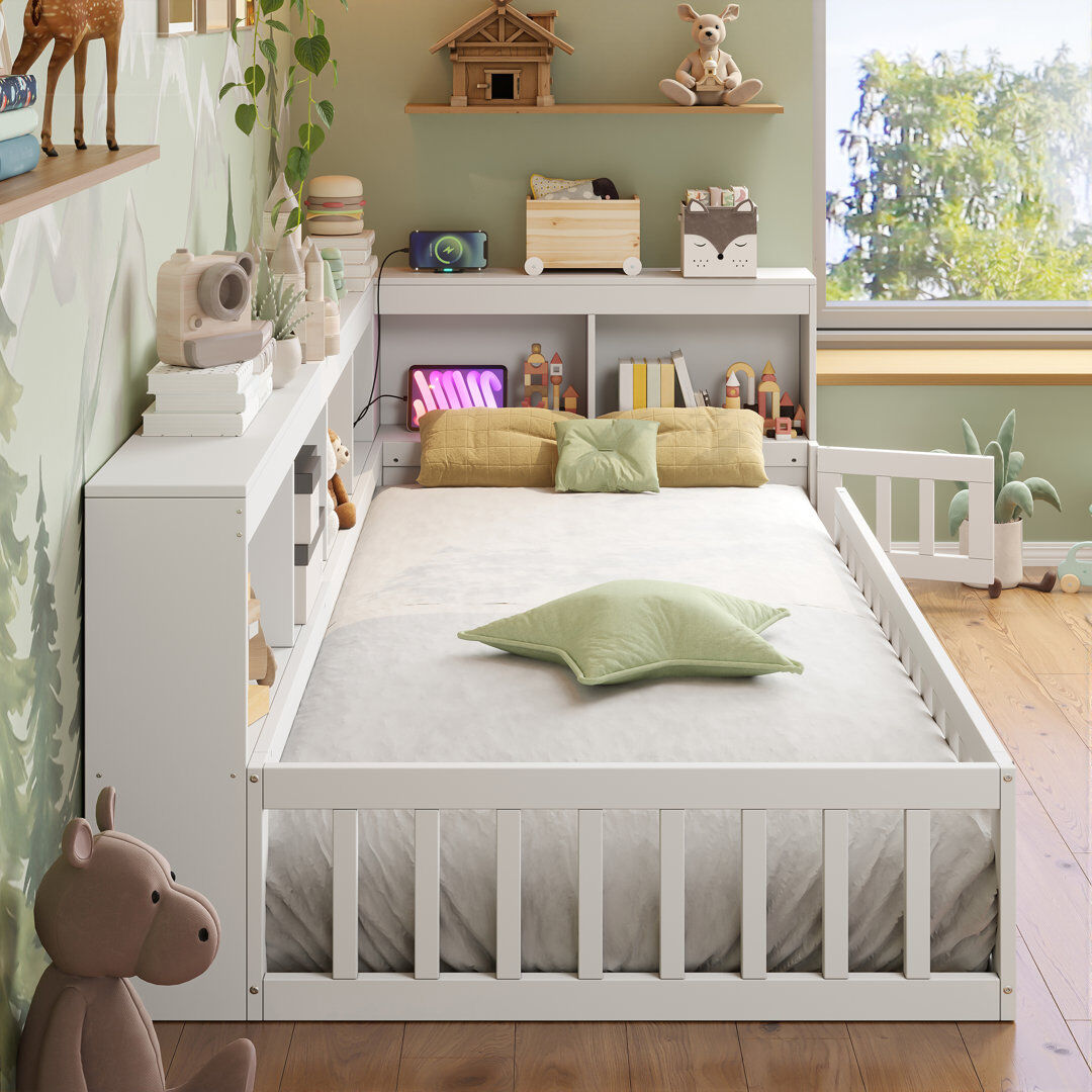 Happy Larry Single (3') Bed Frame White 75cm H X 95cm W X 215cm L