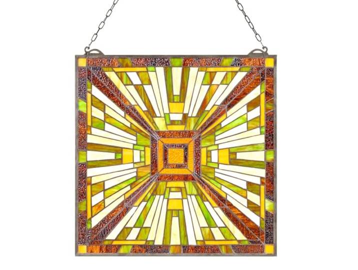 VEVOR Attrape-Soleil Vitrail 50\,1x52\,7 cm\, Vitrail Suspendu avec Chaîne\, Style Tiffany\, Rectangle Vertical\, Artisanat Traditionnel Vintage pour la Décoration de la Cuisine et de la Maison Fenêtre