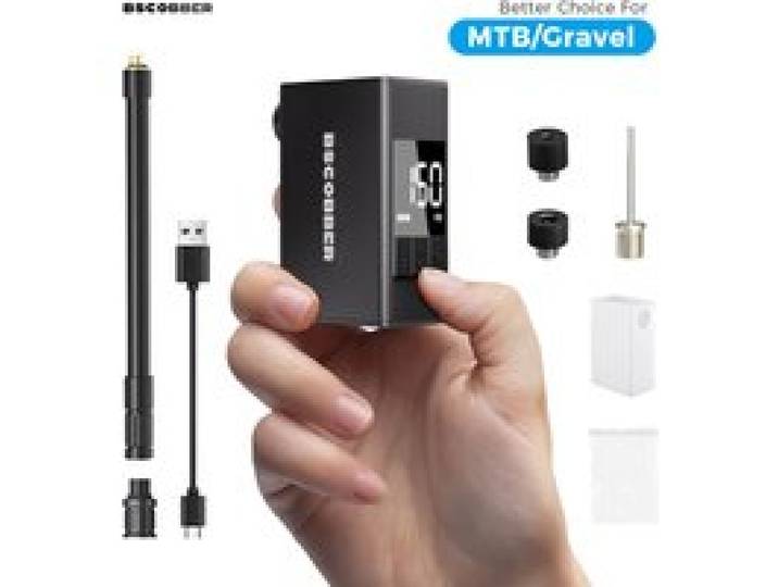 BSCOBBER Mini Luchtcompressor Fietspomp voor Mountainbike Banden Draagbare Fietsband Inflator met Digitale Gauge 150PSI Grind